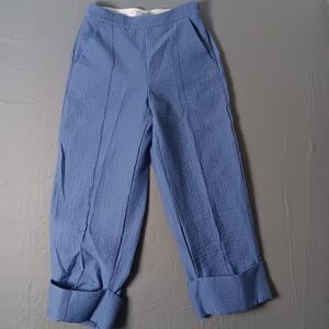 Rachel Comey Women's Navy Ocean Blue Cropped Pleat-Front FOAM Pants SIZE 4- EUC